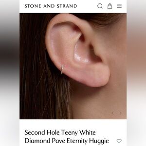 10K gold diamond huggie hoop